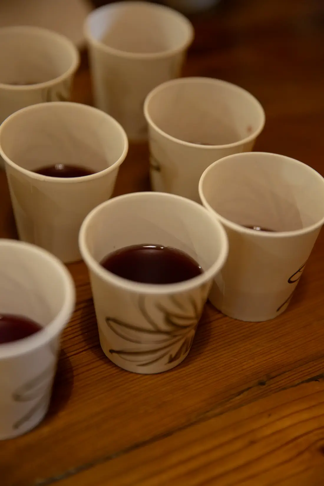 Cups of communion set out on a tray before the service
